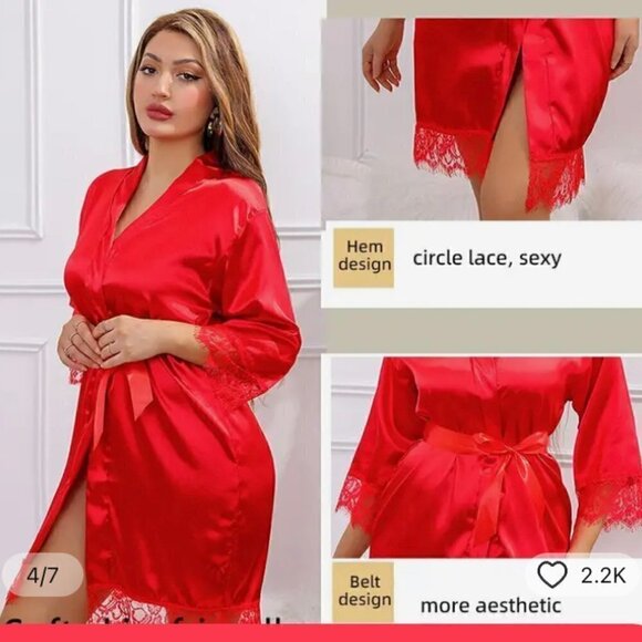 WOMEN ICE SILK PAJAMAS ROBE SLEEPWEAR SIZE 6 - Picture 5 of 5